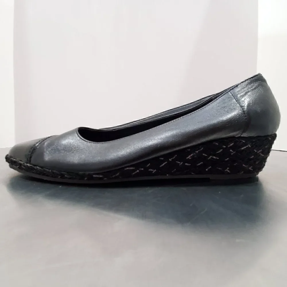Sesto Meucci Black Espadrille Wedge 8 M